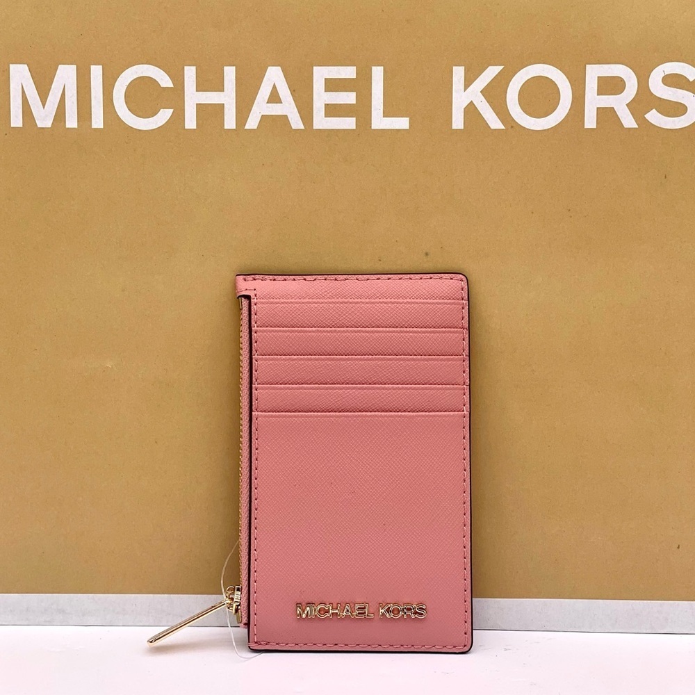 Michael Kors Medium Top Zip Card Case Wallet Coin Pouch Primrose - Picture 2 of 7